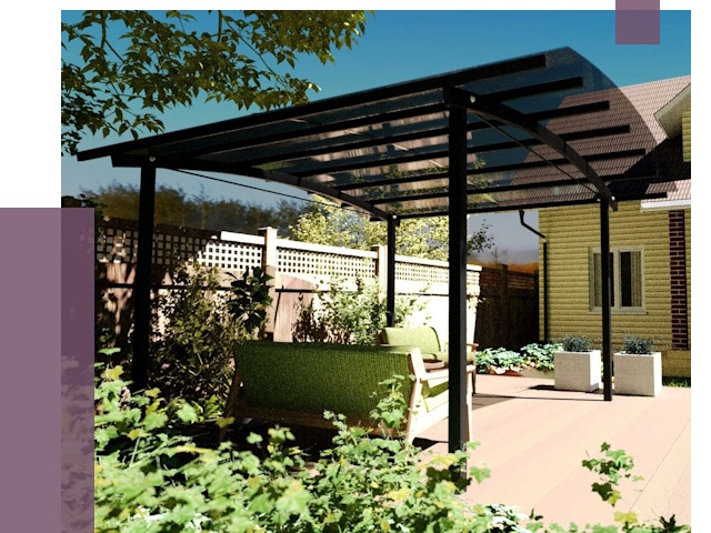 Навесы для террасы в Сатке от 13189 руб. под ключ | ПРОЛЁТ-Стк