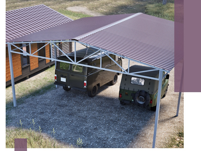 Двускатные навесы под ключ в Сатке — изготовление и монтаж